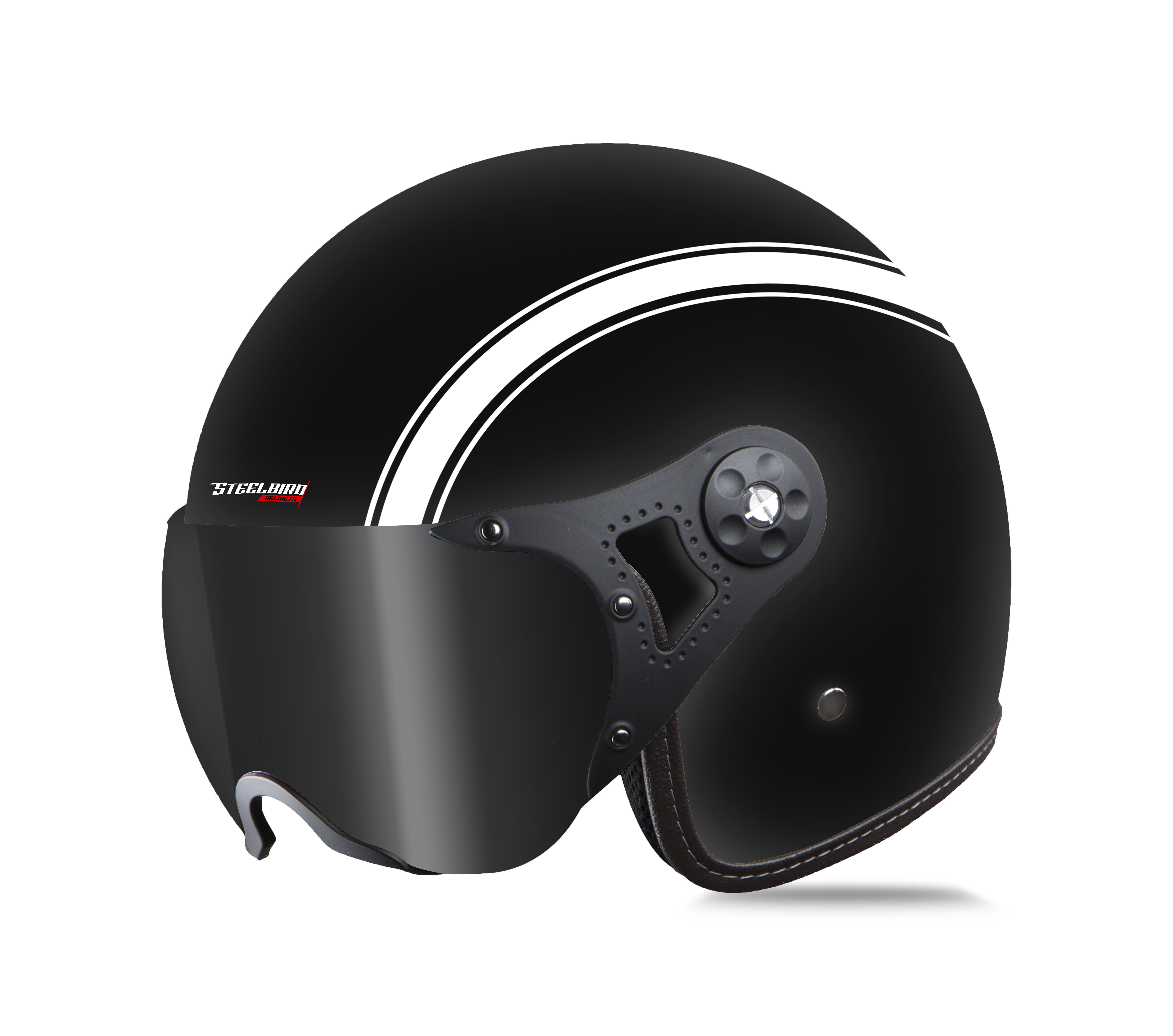 SB-40 DOT STRIPE MAT BLACK WITH WHITE (WITH EXTRA CLEAR VISOR)